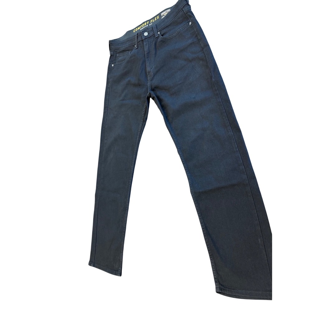 Signature by Levi Strauss Men 32x30 Black Comfort Flex Regular Fit Jeans Work